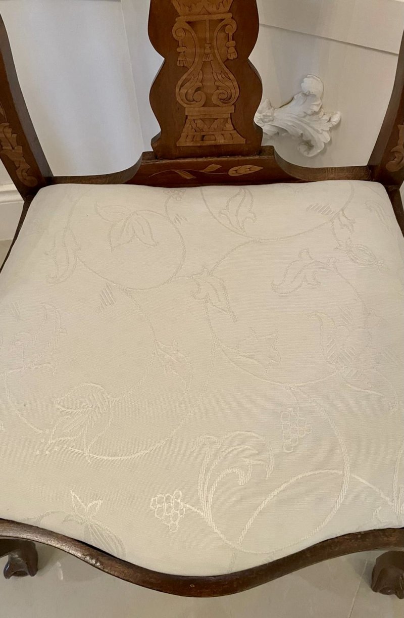 19th Century Antique Dutch Mahogany Marquetry Arm / Desk Chair - Image 11